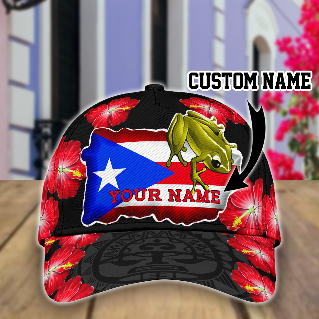 Puerto Rico Baseball Cap With Hibiscus Pattern, Puerto Rico Cap For Men And Women Trucker Hats Custom Hats Gifts For Men & Women