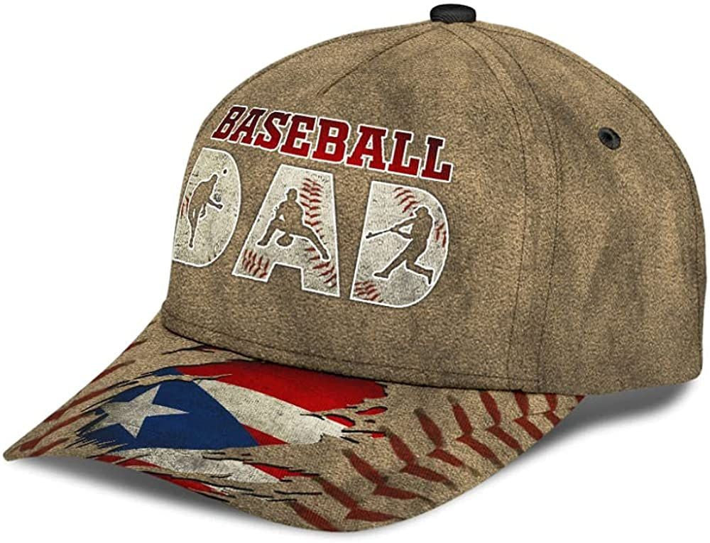 Puerto Rico Baseball Dad Flag Beautiful 3D Printed Unisex Hat Classic Cap, Baseball Cap Trucker Hats Custom Hats Gifts For Men & Women
