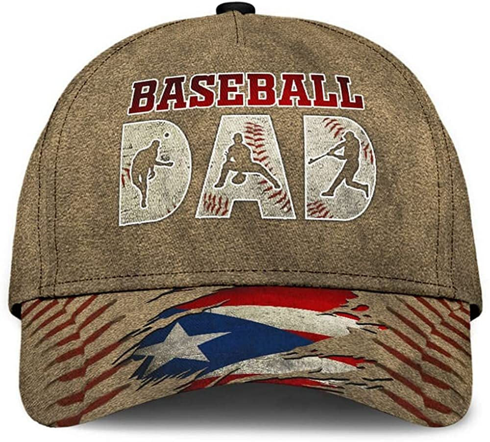 Puerto Rico Baseball Dad Flag Beautiful 3D Printed Unisex Hat Classic Cap, Baseball Cap Trucker Hats Custom Hats Gifts For Men & Women