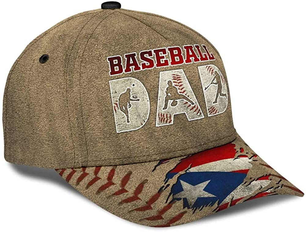 Puerto Rico Baseball Dad Flag Beautiful 3D Printed Unisex Hat Classic Cap, Baseball Cap Trucker Hats Custom Hats Gifts For Men & Women