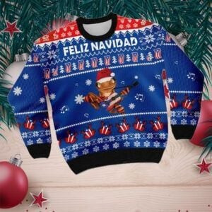 Puerto Rico Coqui Feliz Navidad Ugly Christmas Sweater Adult 3D Funny Matching for family