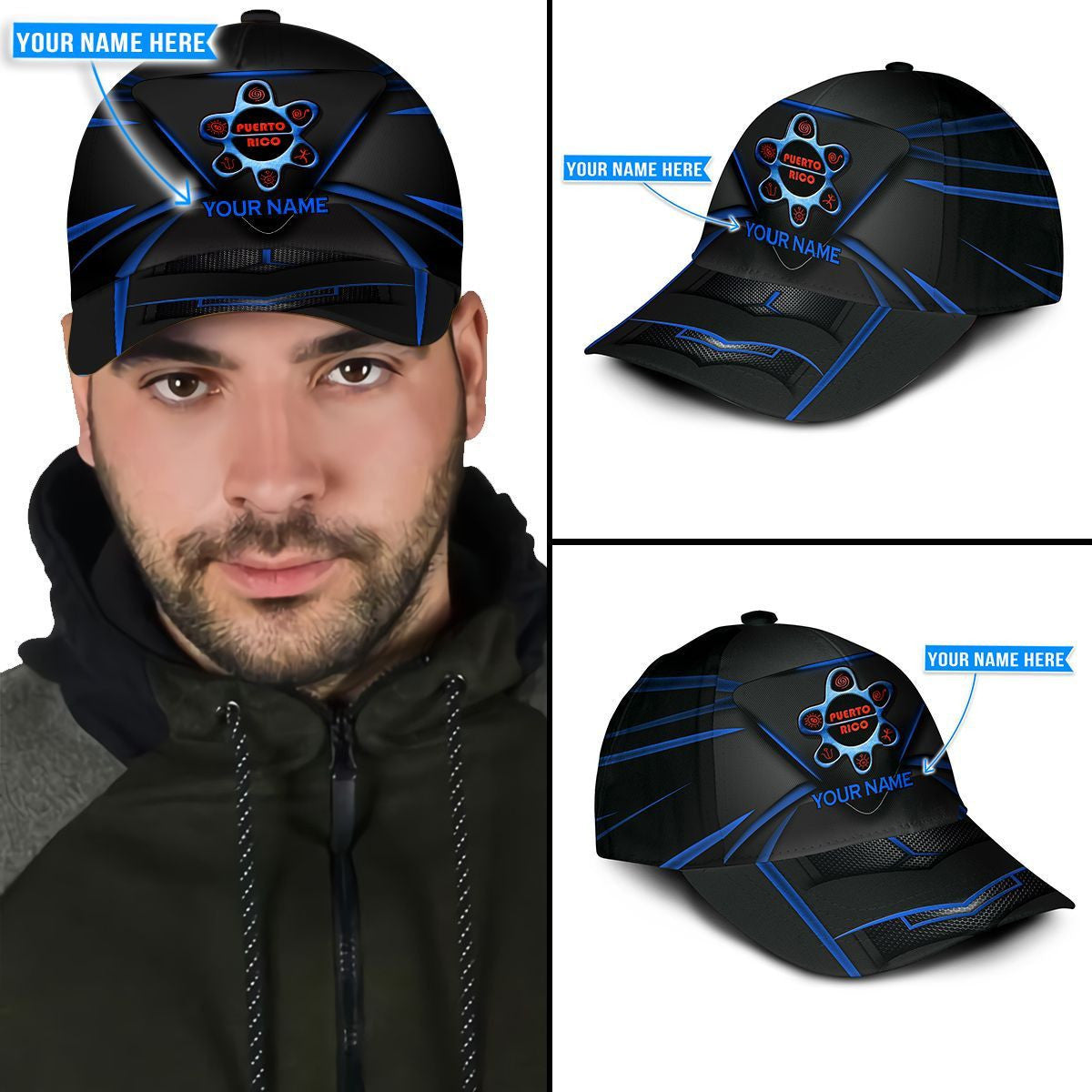 Puerto Rico Personalized Hat Classic Cap Trucker Hats Custom Hats Gifts For Men & Women