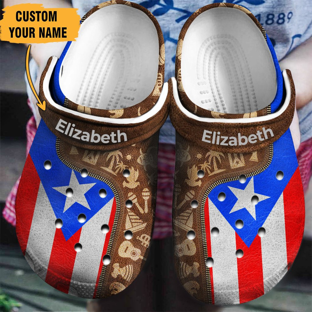 Puerto Rico Puerto Rican Flag And Symbols Zipper Gift For Fan Classic Water Rubber clog Shoes Comfy Footwear