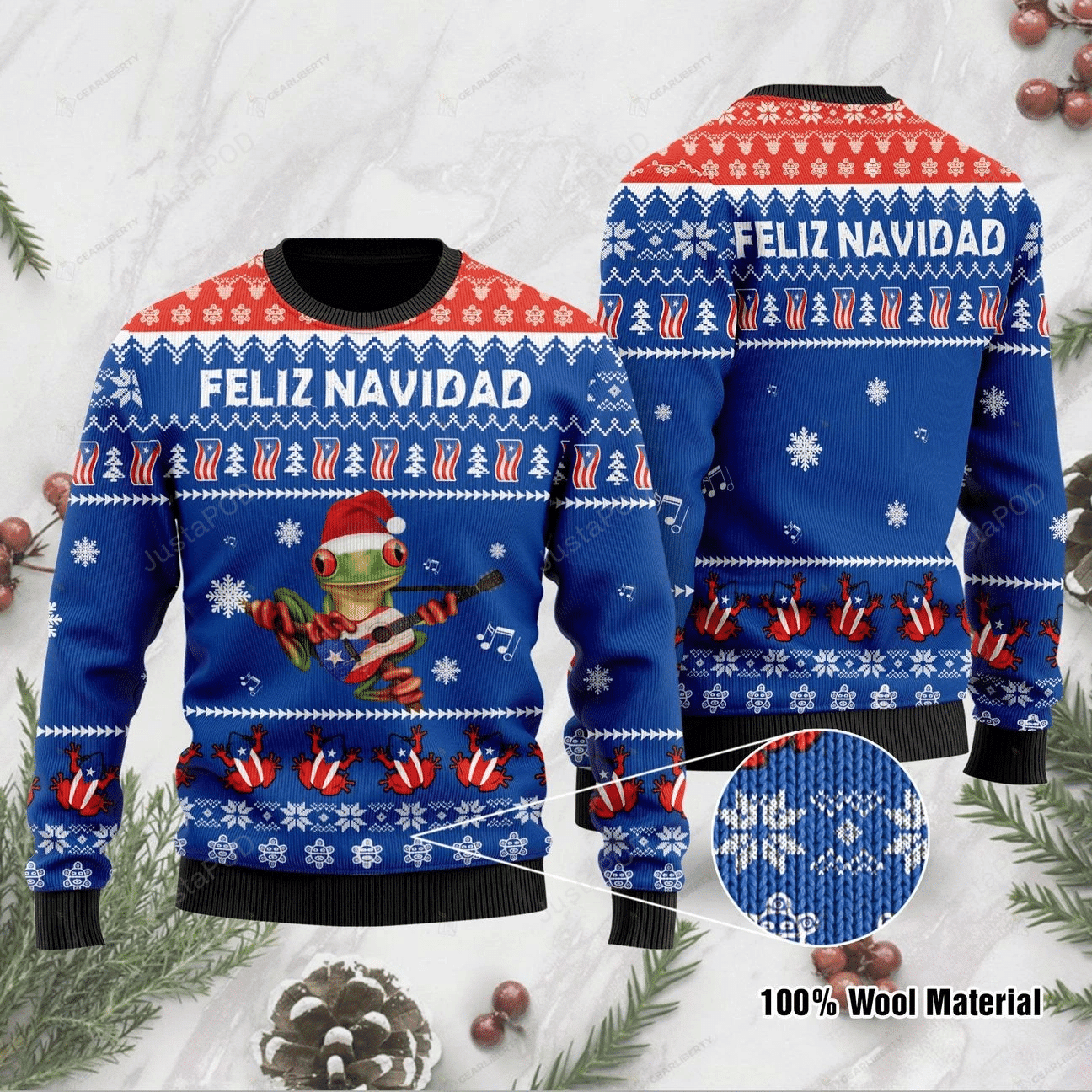 Puerto Rico Ugly Christmas Sweater Adult 3D Funny Matching for family