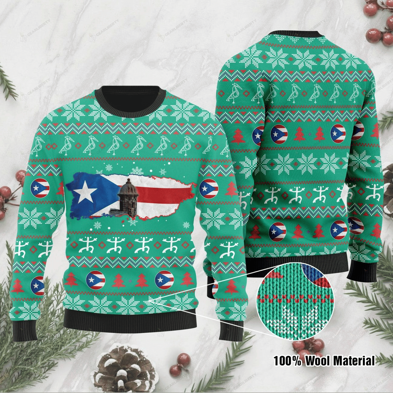Puerto Rico Ugly Christmas Sweater Adult 3D Funny Matching for family