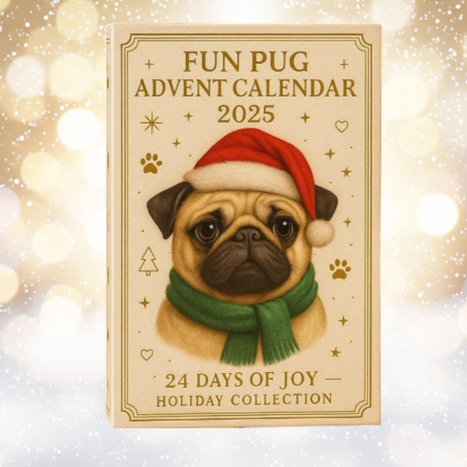 Pug Advent Calendar 2025, 24-Day Dog Figurines, Xmas Countdown Surprises