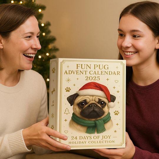 Pug Advent Calendar 2025, 24 Day Pug Dog Figurines : Vintage Christmas Ornament Countdown - Image 15