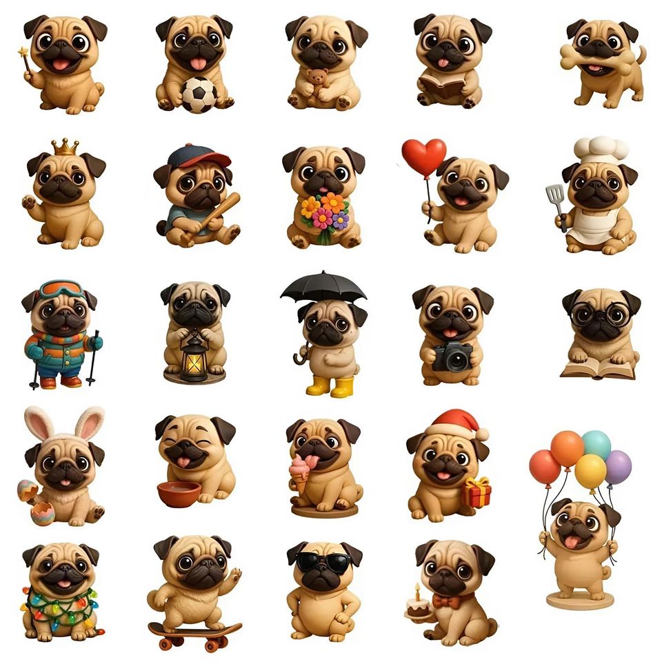 Pug Advent Calendar 2025, 24 Day Pug Dog Figurines : Vintage Christmas Ornament Countdown - Image 3