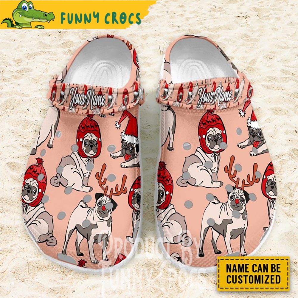 Pug Cosplay Santa Claus Christmas Crocs Crocband Clogs Shoes Comfortable For Men Women and Kids