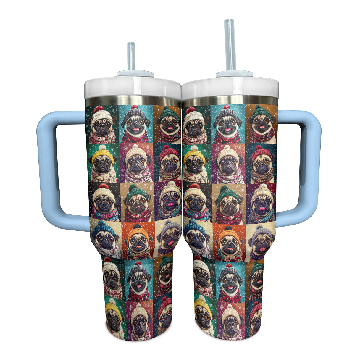 Pug Cozy Winter Christmas Custom Stanley Cup 40 oz 30 oz Tumbler With HandleTVC2301500