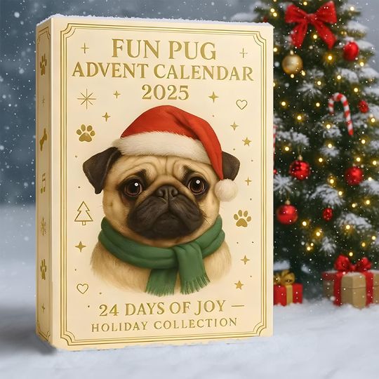Pug Dog Advent Calendar 2025 2D Acrylic Gift, 24 Pcs Cute Pug Figures, Christmas Countdown Calendar, Unique Holiday Gift, Xmas Decor - Image 9