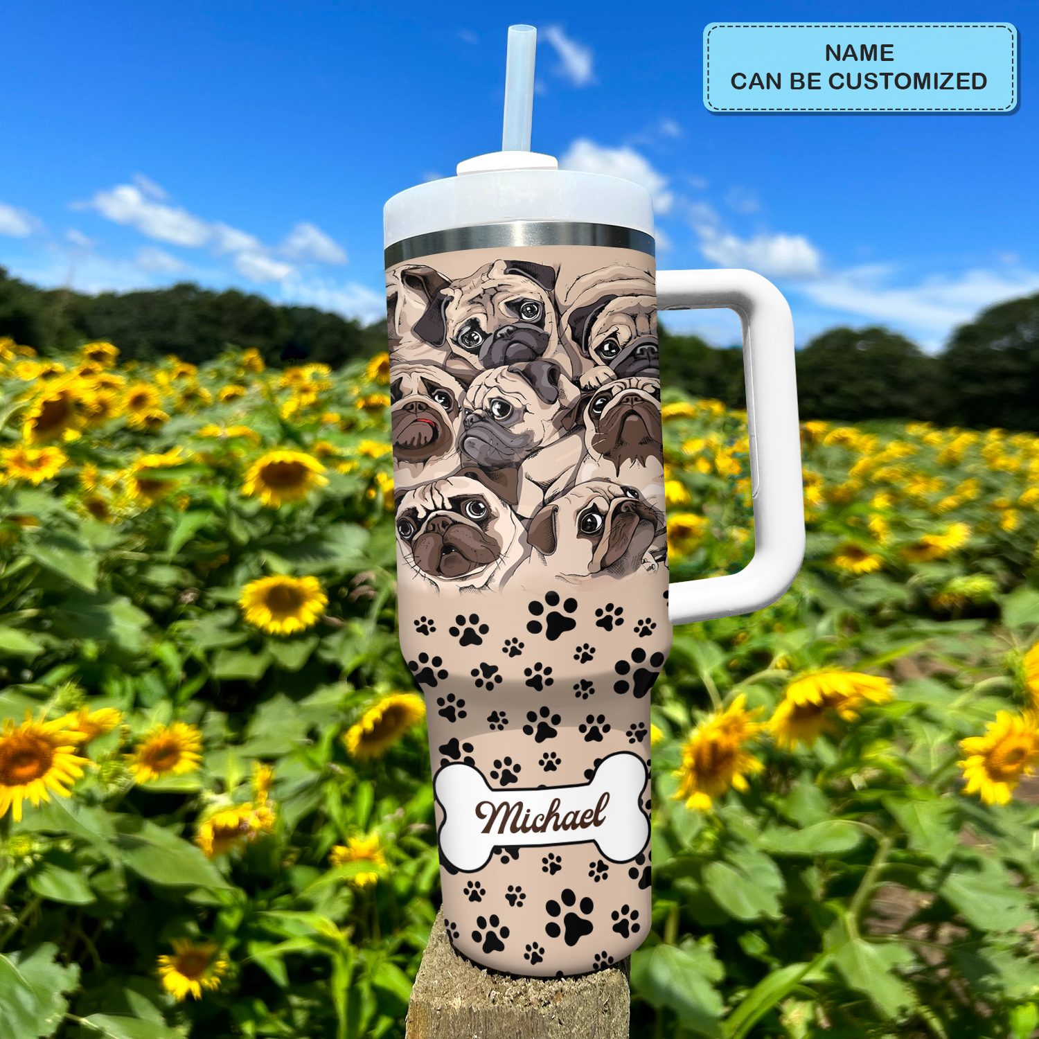 Pug Dog Custom Stanley Cup 40 oz 30 oz Tumbler With HandleTVC2301730