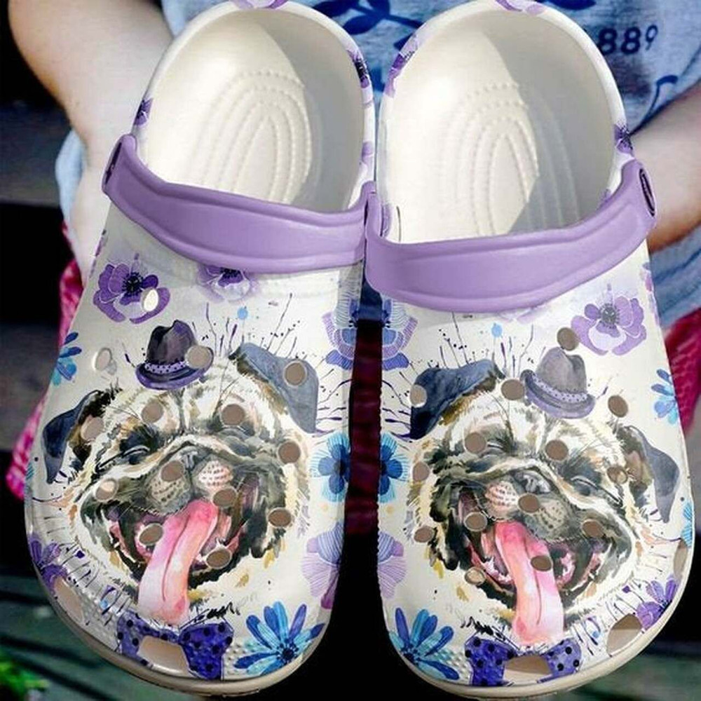 Pug Dog Love Smile 102 Gift For Lover Rubber clog Shoes Comfy Footwear
