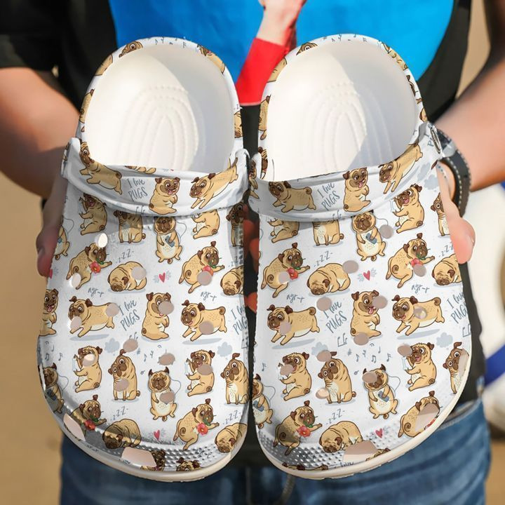 Pug I Love Pugs clog Shoes
