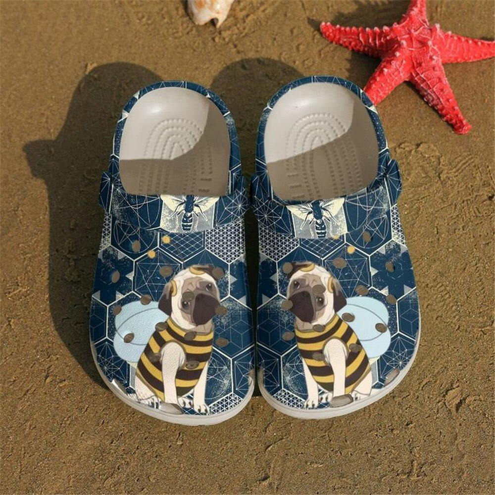 Pug Love Bee 102 Gift For Lover Rubber clog Shoes Comfy Footwear