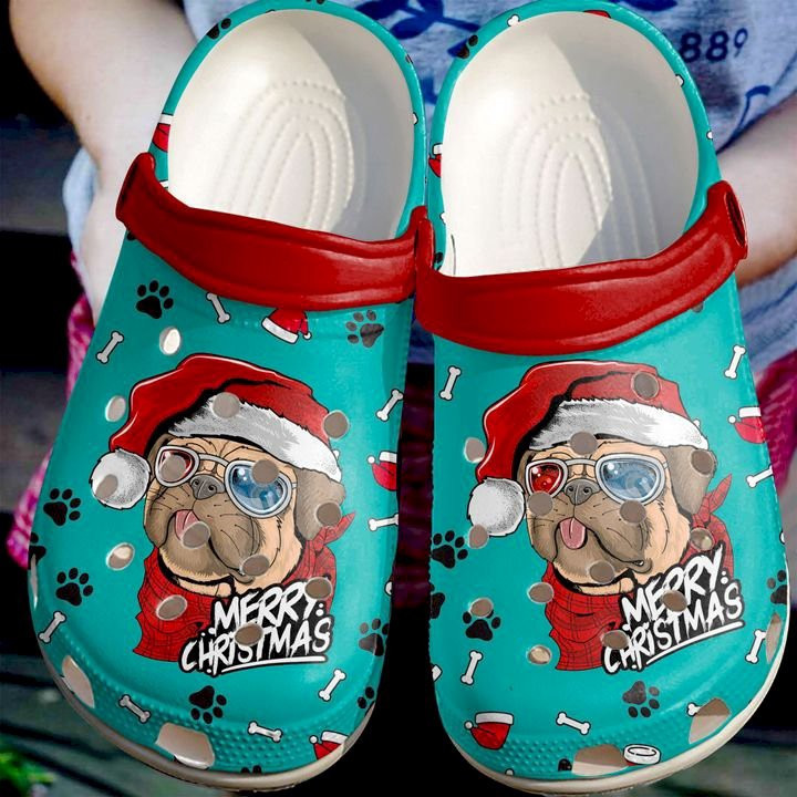 Pug Merry Christmas Crocband Clog Shoes For Men Women