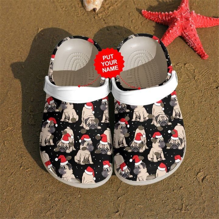 Pug Merry Christmas Custom clog Shoes Dog