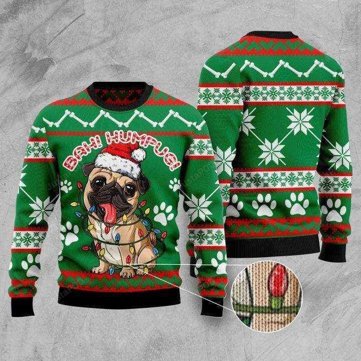 Pug Merry Christmas Ugly Christmas Sweater Adult 3D Funny Matching for family