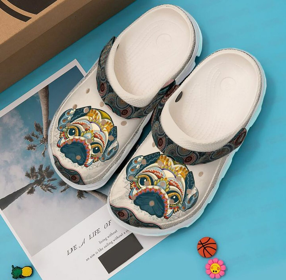 Pug Native Mandala 102 Gift For Lover Rubber clog Shoes Comfy Footwear