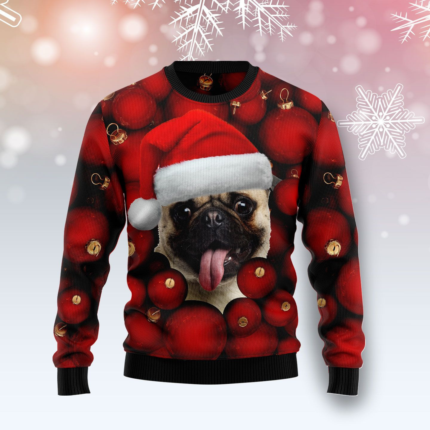Pug Ornament Ugly Christmas Sweater Adult 3D Funny Matching for family