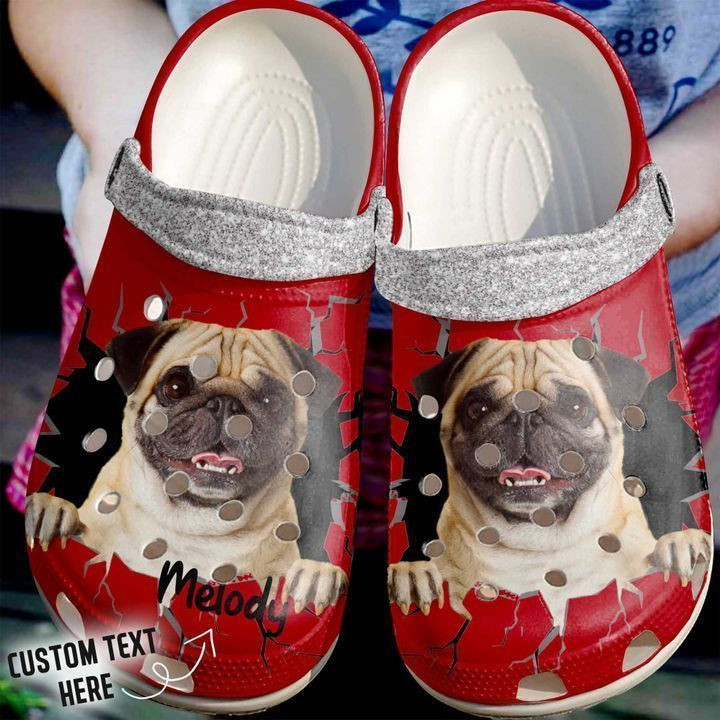 Pug Personalized Crack Wall Clog Shoes