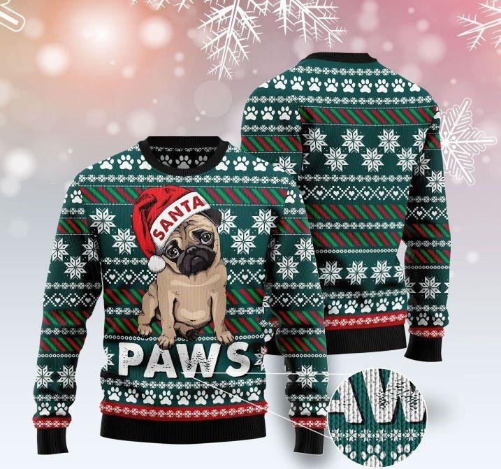 Pug Santa Ugly Christmas Sweater Adult 3D Funny Matching for family