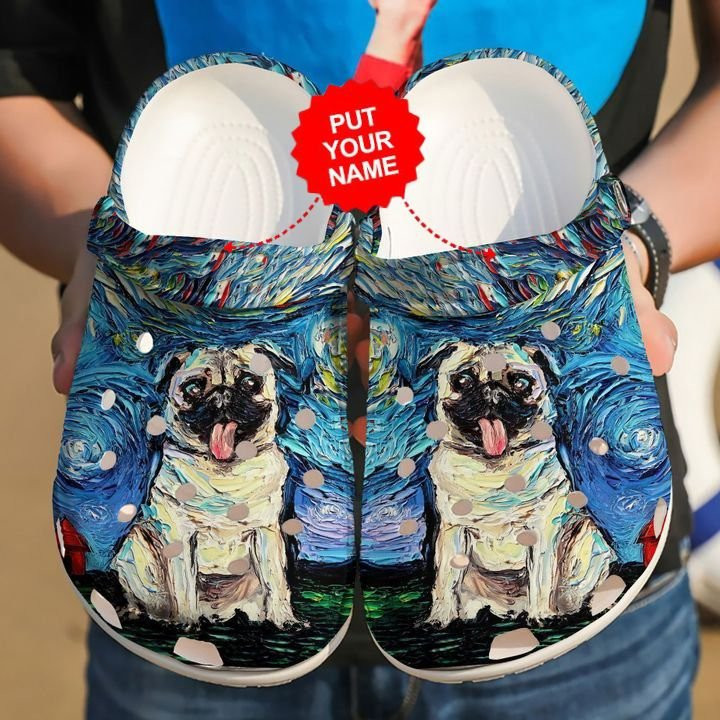 Pug Starry Night Custom clog Shoes Dog