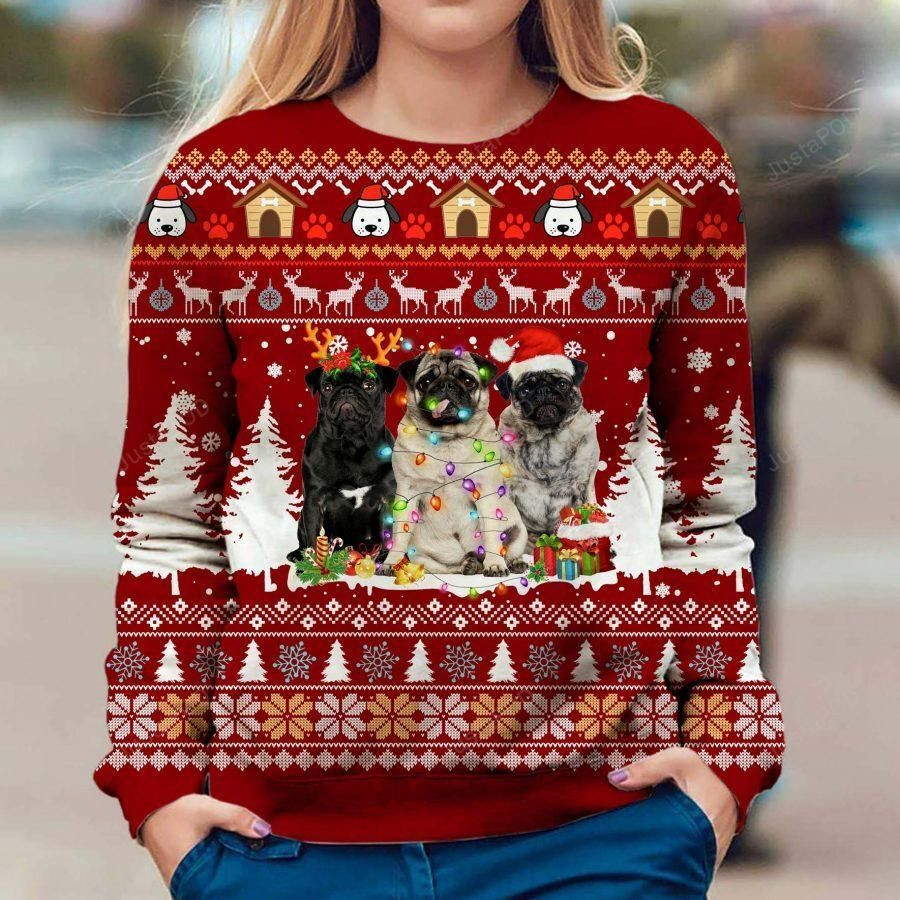 Pug Ugly Christmas Sweater Adult 3D Funny Matching for family