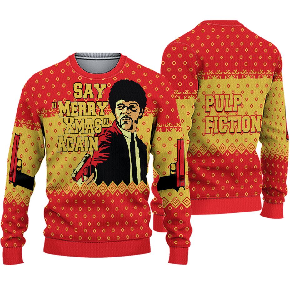Pulp Fiction ChristmasSweater, Jules Winnfield Say What Again Ugly Sweater