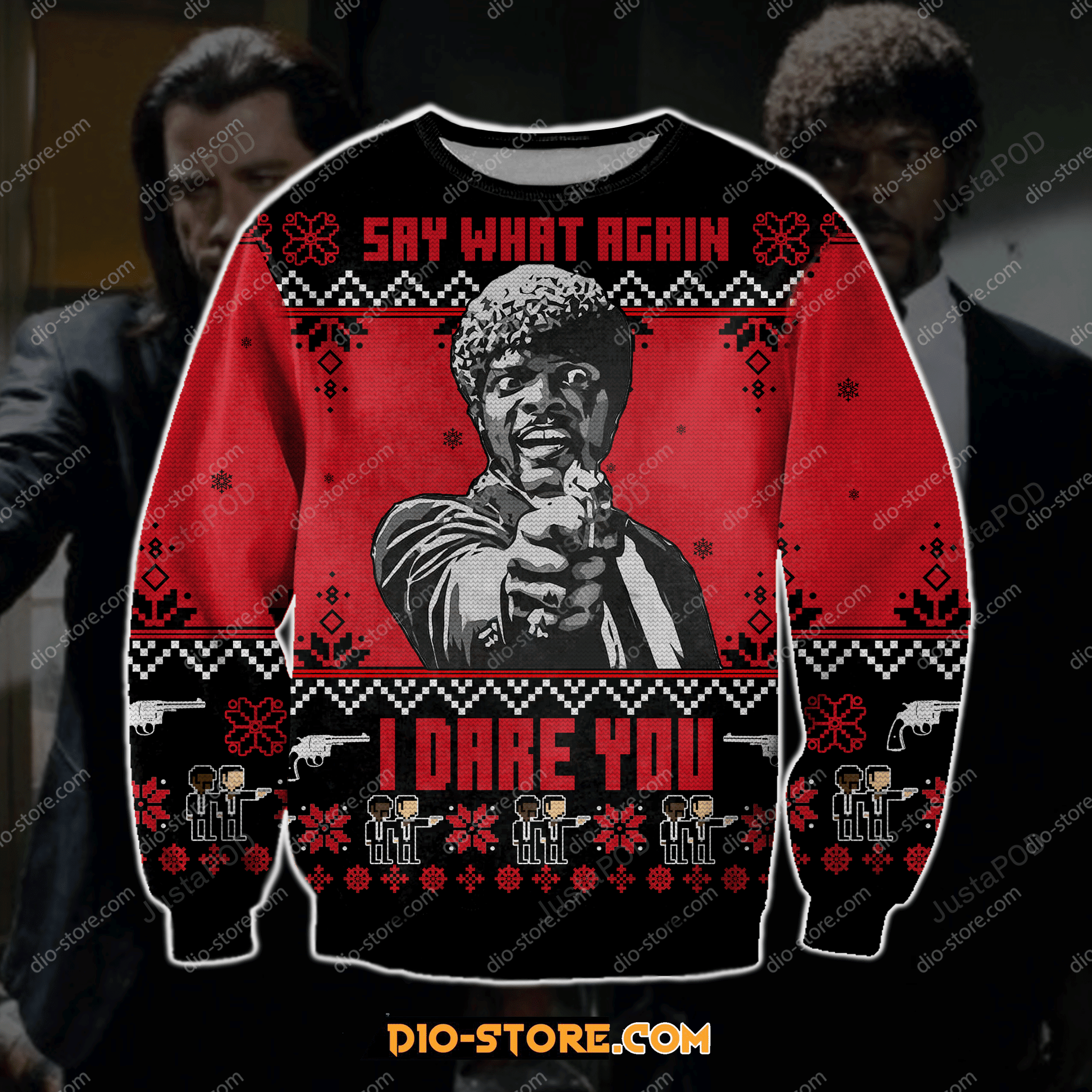 Pulp Fiction Ugly Christmas Sweater Adult 3D Funny Matching for family