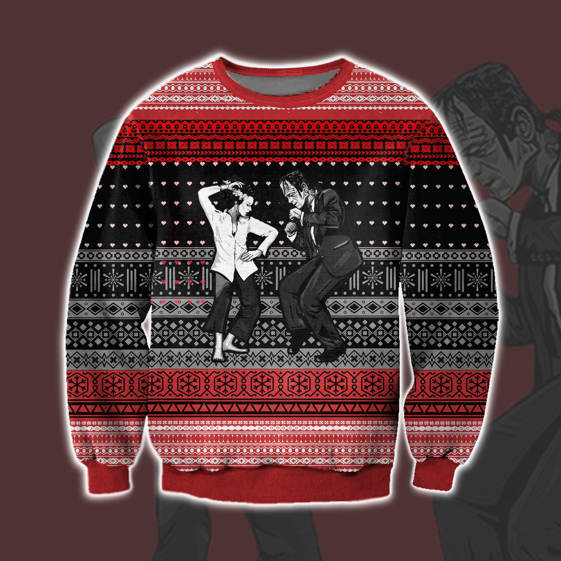 Pulp Frankenstein 3D Print Ugly Christmas Sweater Adult 3D Funny Matching for family