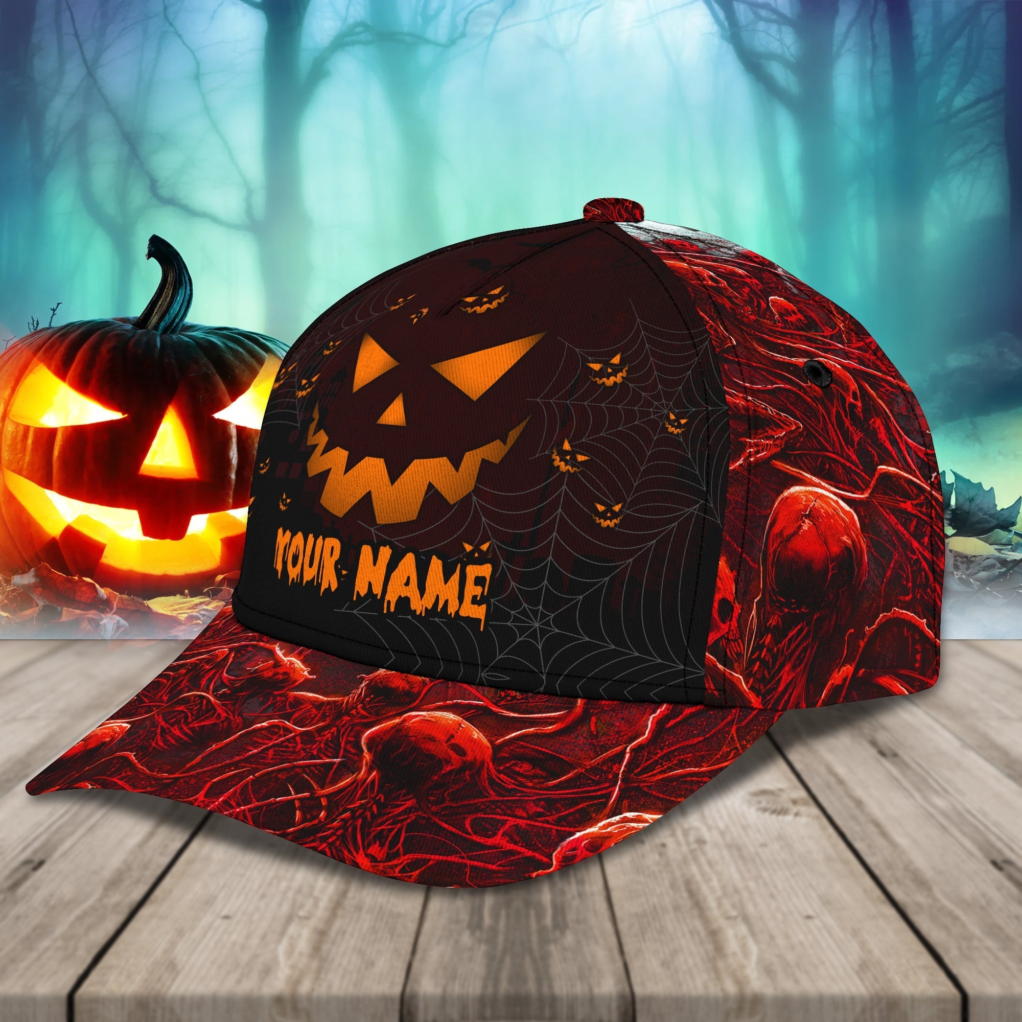 Pumpkin Halloween Hats Unisex Customizable Sayings Golf Hat 3d, Cap with Adjustable Hat for Mens Womens Trucker Hats Custom Hats Gifts For Men & Women