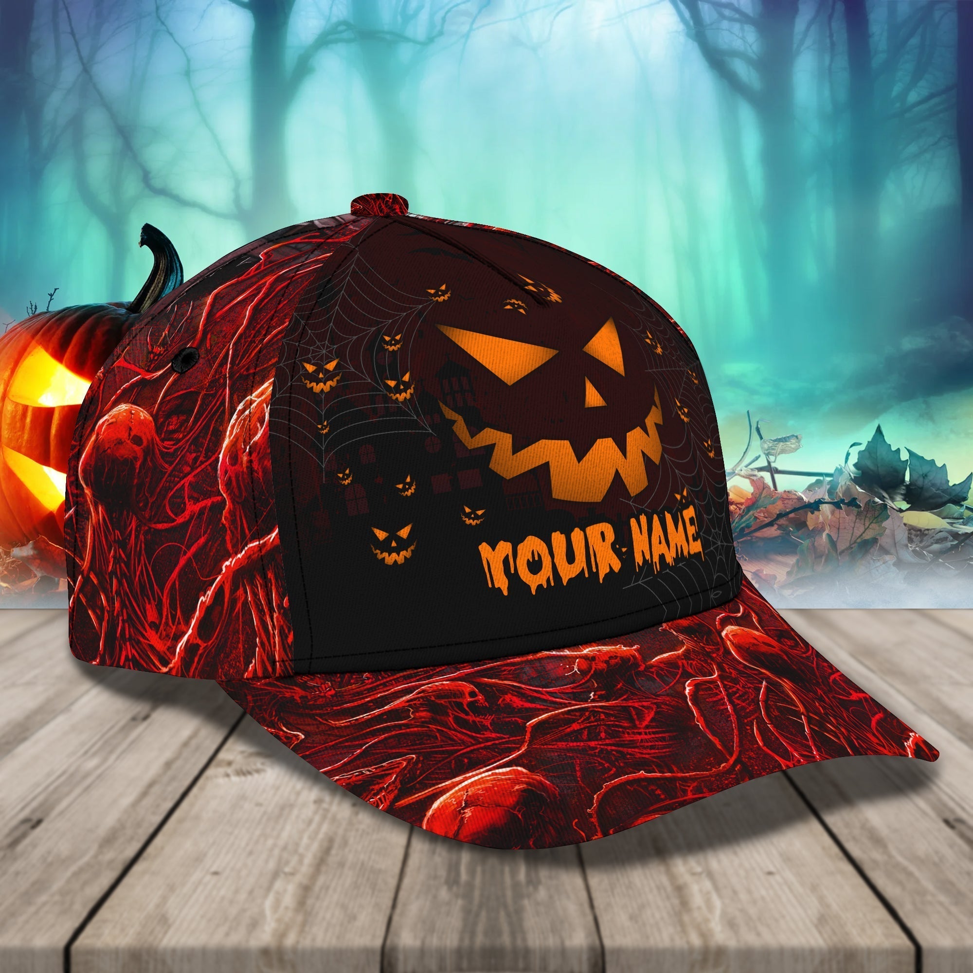 Pumpkin Halloween Hats Unisex Customizable Sayings Golf Hat 3D, Cap With Adjustable Hat For Mens Womens Trucker Hats Custom Hats Gifts For Men & Women