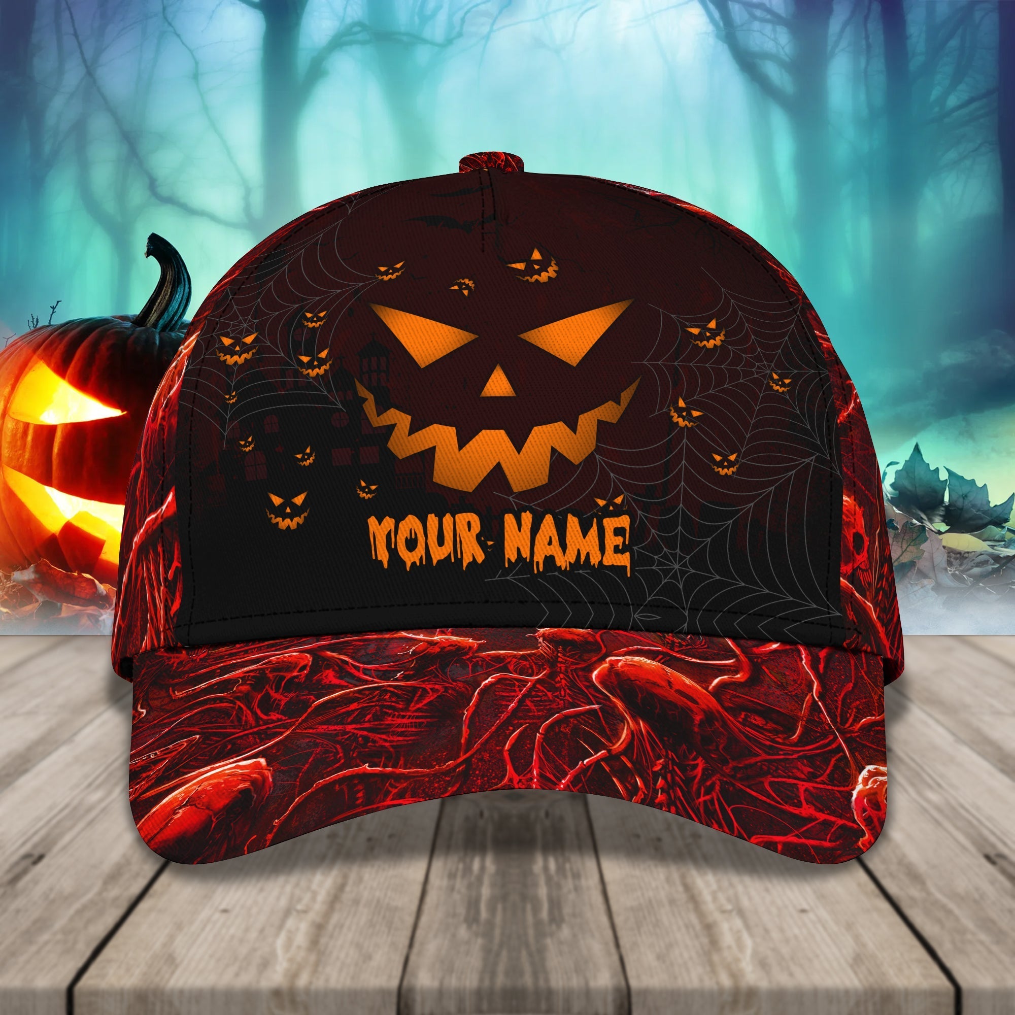 Pumpkin Halloween Hats Unisex Customizable Sayings Golf Hat 3d, Cap with Adjustable Hat for Mens Womens Trucker Hats Custom Hats Gifts For Men & Women