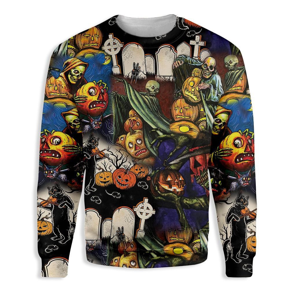 Pumpkin Night Is Coming Ugly Christmas Sweater Adult 3D Funny Matching for family