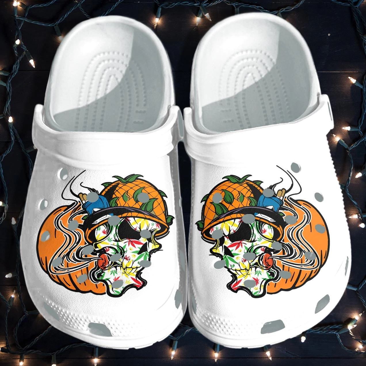 Pumpkin Skull Weed clog Shoescannabis Marijuana 420 Weed Clog Shoes For Men Women Halloween Gifts Ht