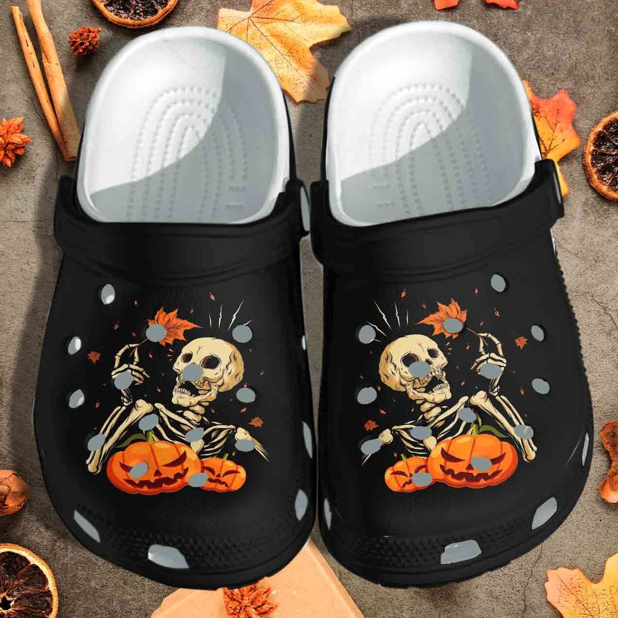 Pumpkin Skull Weed clog Shoescannabis Marijuana 420 Weed Clog Shoes For Men Women Halloween Gifts Ht