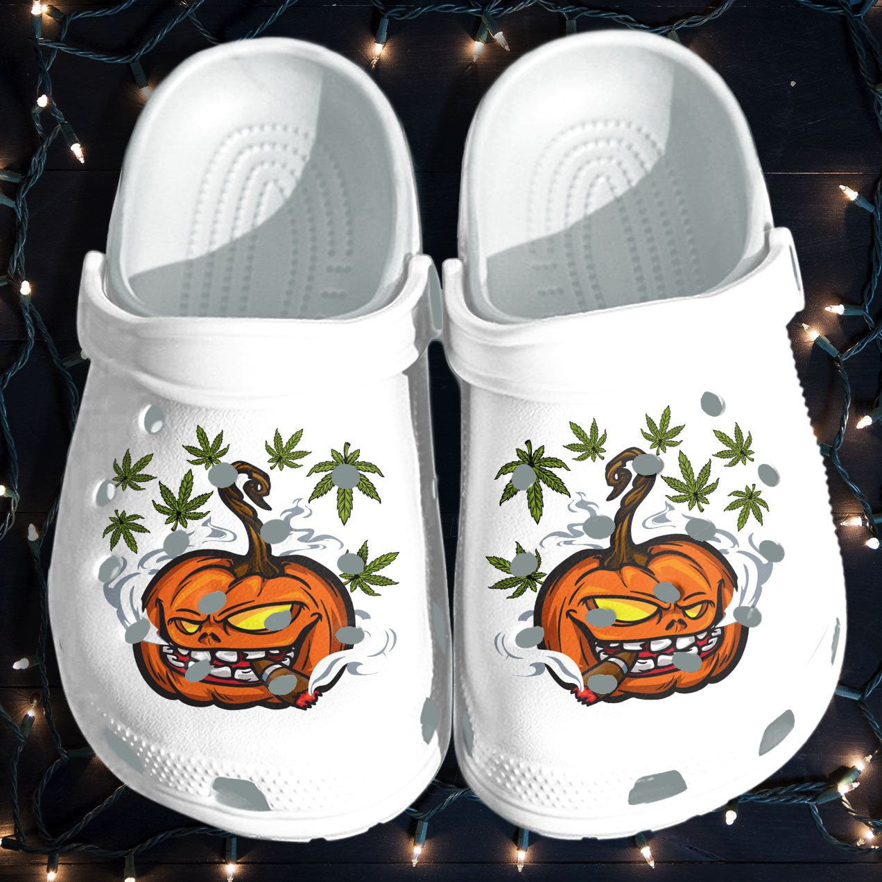 Pumpkin Smoking Funny Weed Tattoo Halloween Shoes Clogs Gift