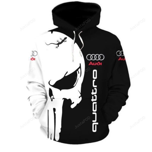Punisher Skull Audi Quattro 3D All Over Print Hoodie, Zip Hoodie
