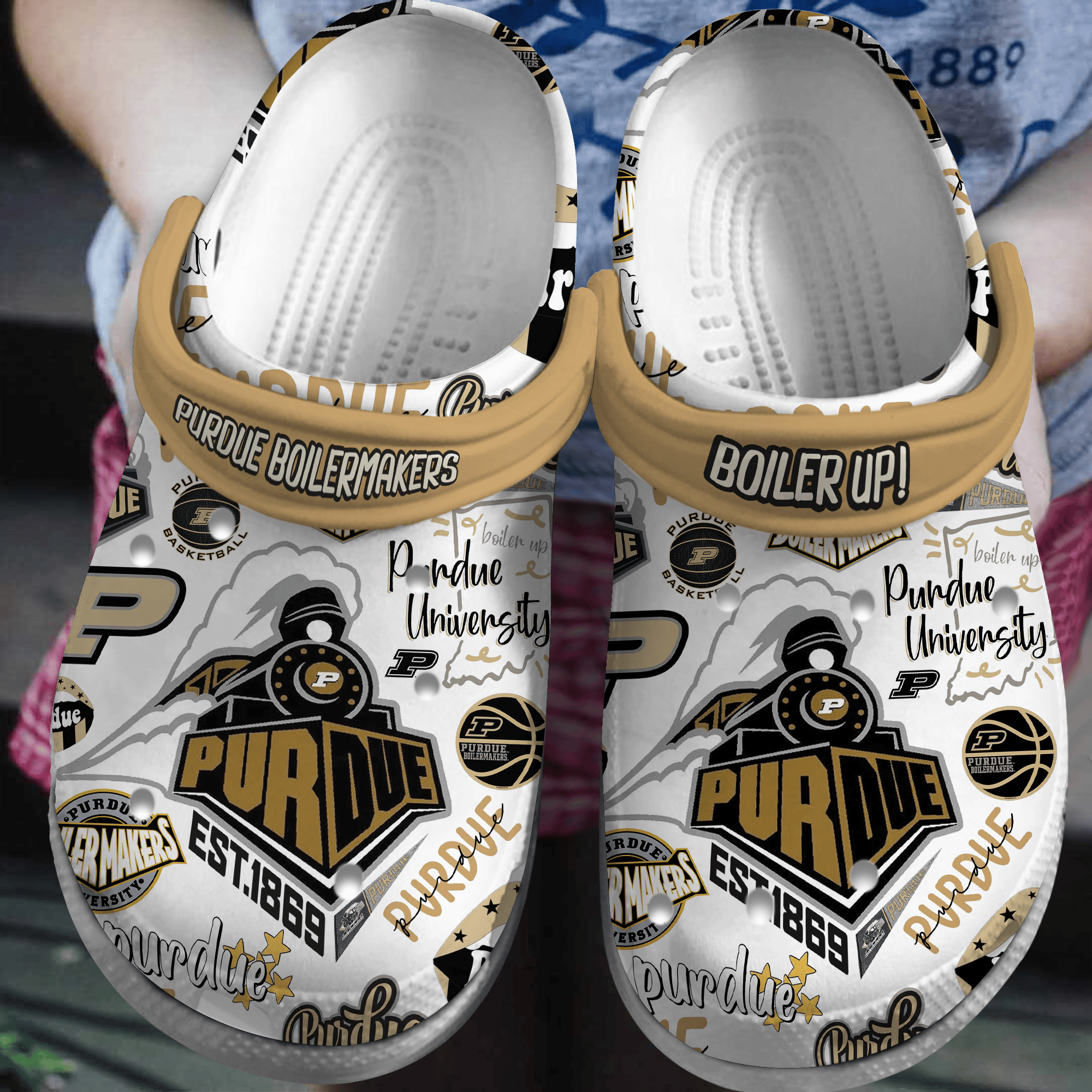 Purdue Boilermakers Basketball NCAA Sport Crocs Crocband Clogs Shoes Comfortable For Men Women and Kids
