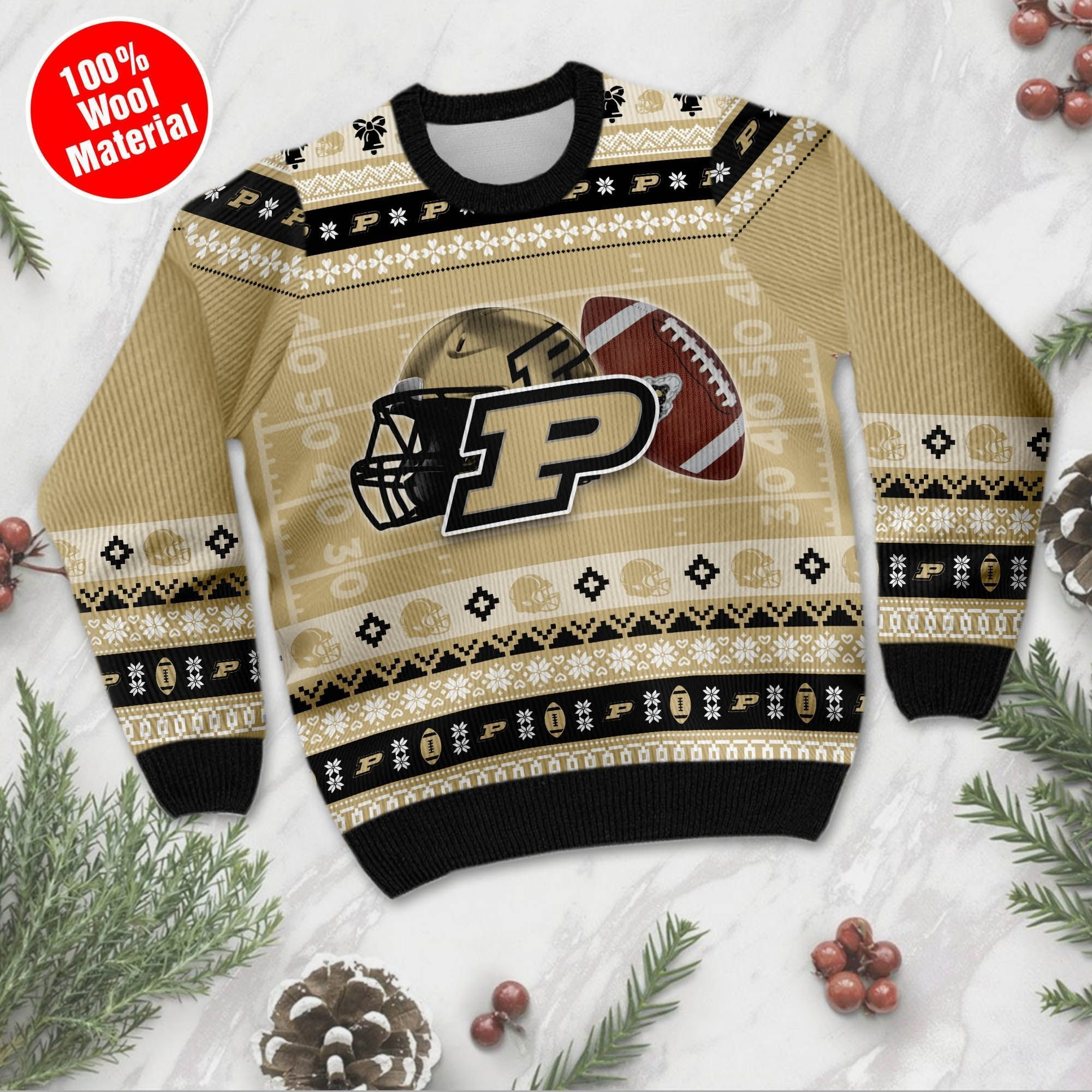 Purdue Boilermakers Custom Name & Number Personalized Ugly Christmas Sweater Adult 3D Funny Matching for family - Image 2