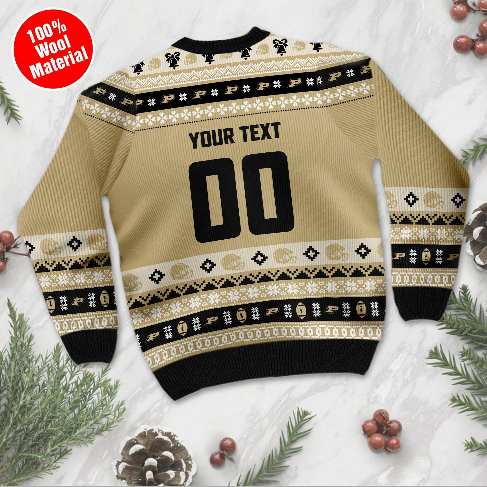 Purdue Boilermakers Custom Name & Number Personalized Ugly Christmas Sweater Adult 3D Funny Matching for family - Image 3
