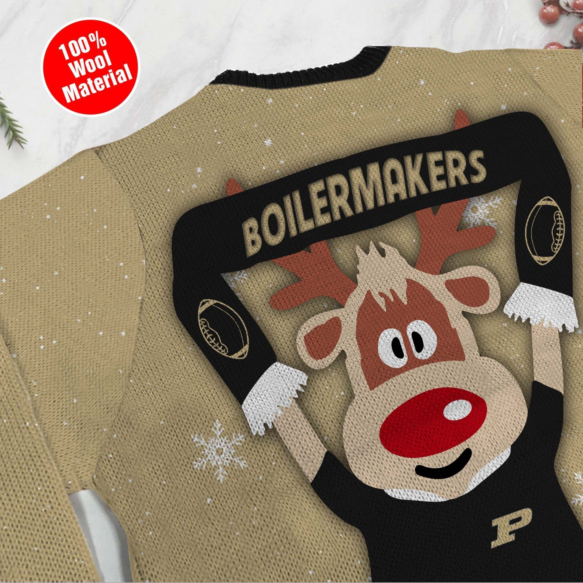 Purdue Boilermakers Funny Ugly Christmas Sweater Adult 3D Funny Matching for family - Image 5