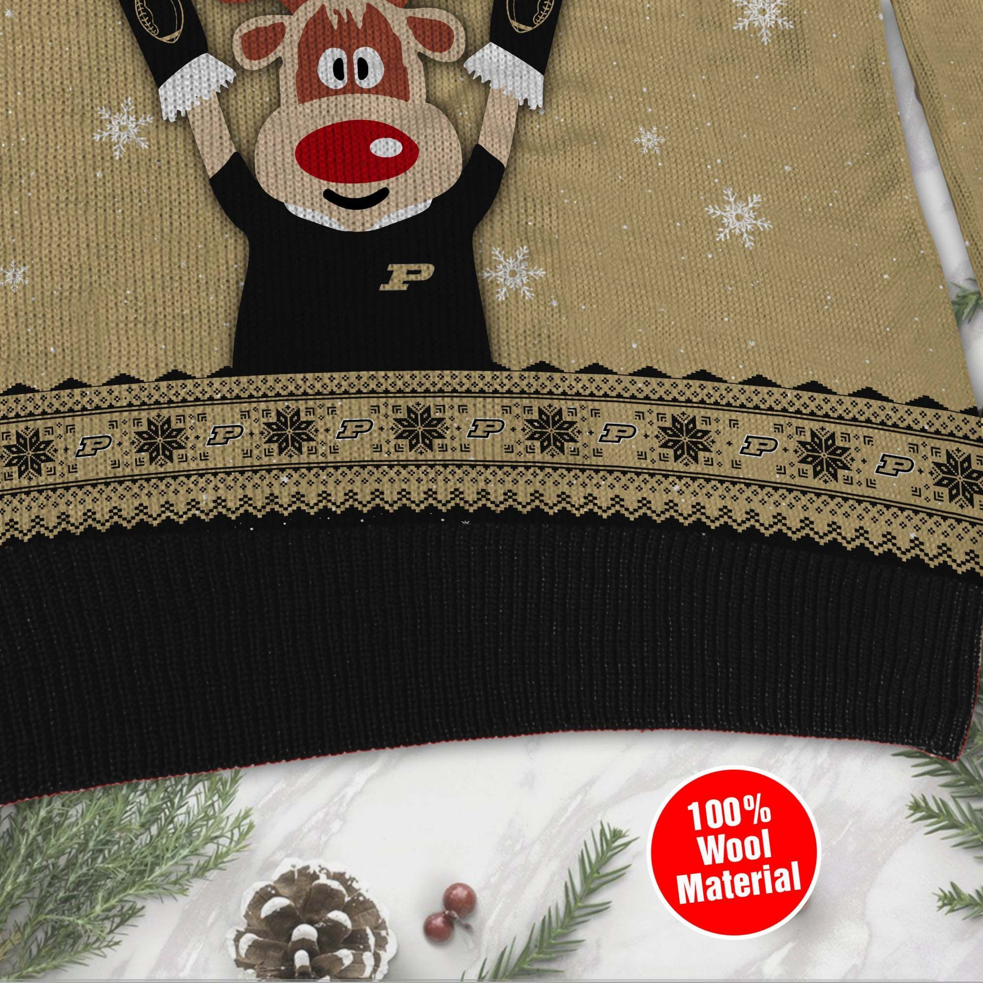 Purdue Boilermakers Funny Ugly Christmas Sweater Adult 3D Funny Matching for family - Image 4