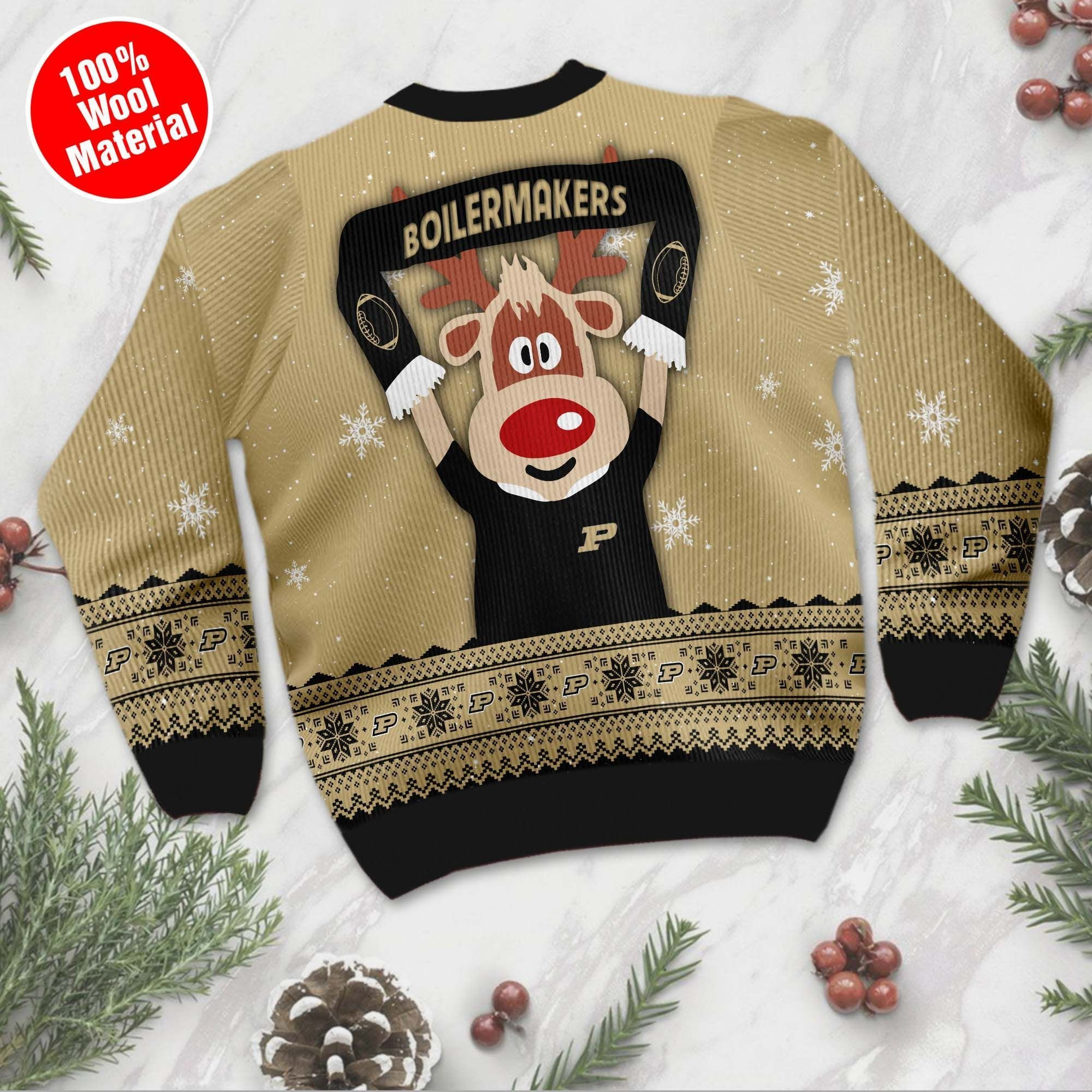Purdue Boilermakers Funny Ugly Christmas Sweater Adult 3D Funny Matching for family - Image 3