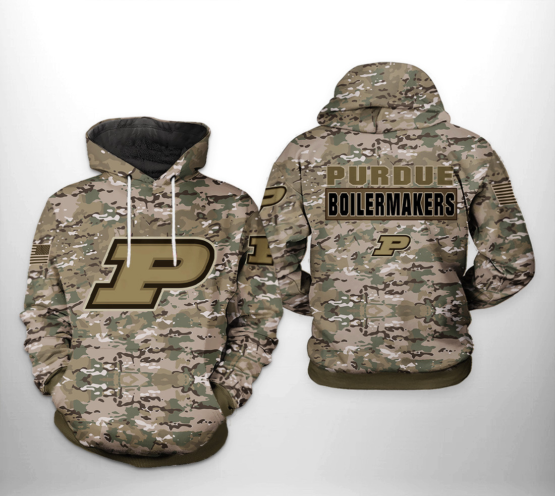 Purdue Boilermakers NCAA Camo Veteran 3D All Over Print Hoodie, Zip Hoodie