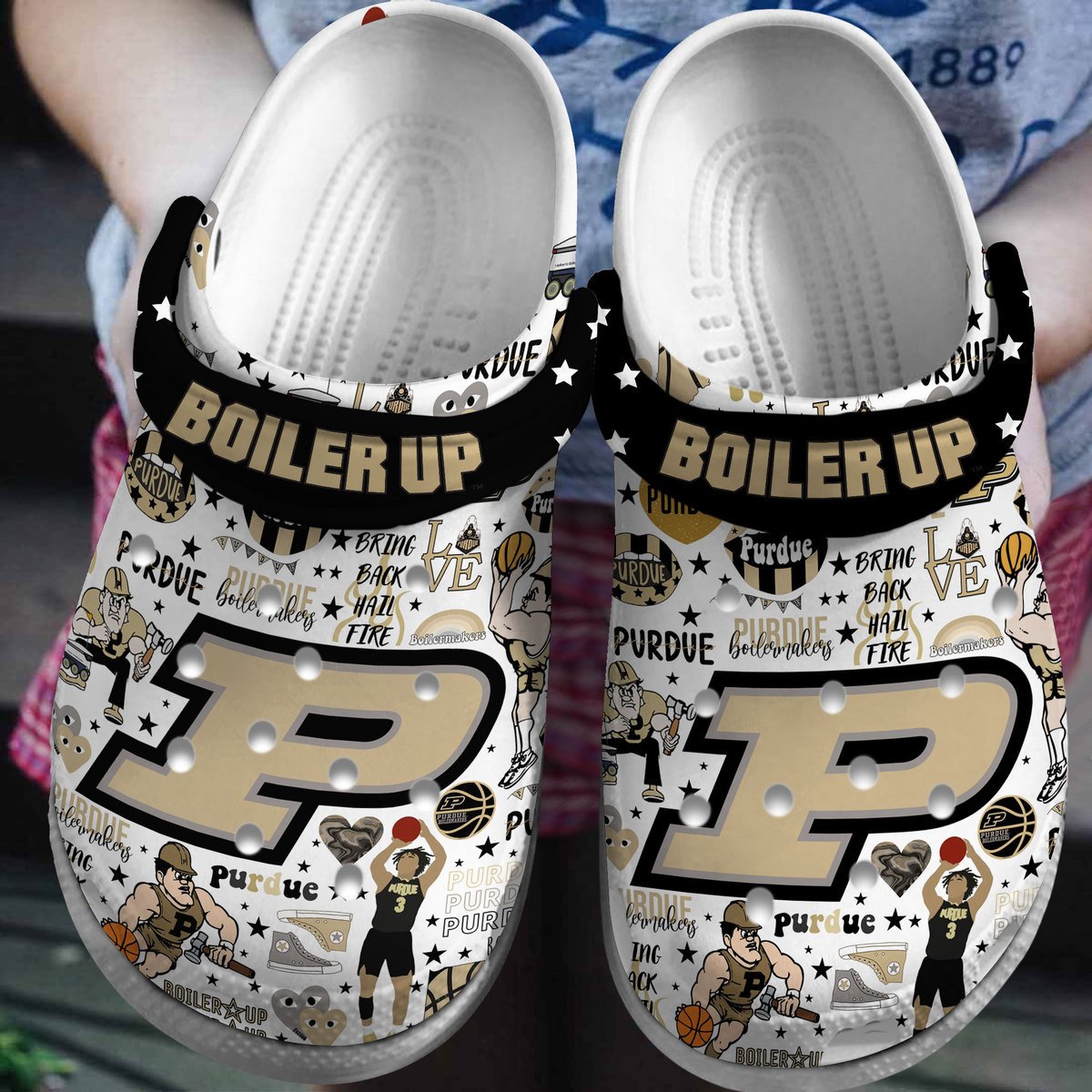 Purdue Boilermakers NCAA Sport Crocs Crocband Clogs Shoes Comfortable For Men Women and Kids