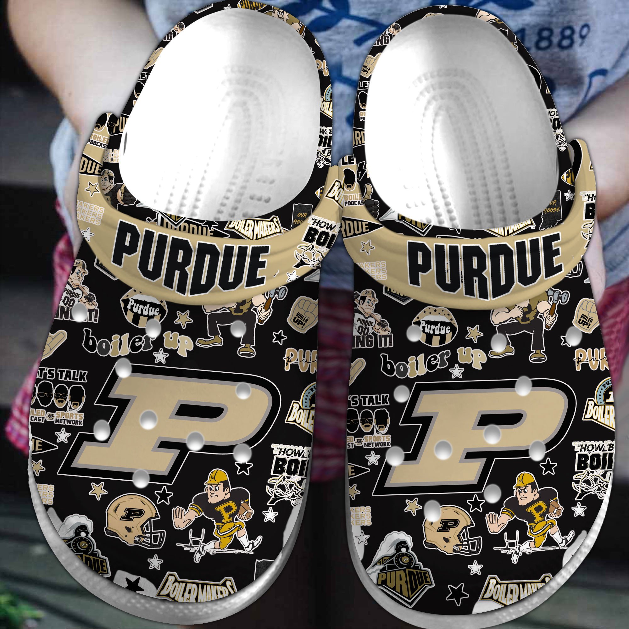 Purdue Boilermakers NCAA Sport Crocs Crocband Clogs Shoes Comfortable For Men Women and Kids