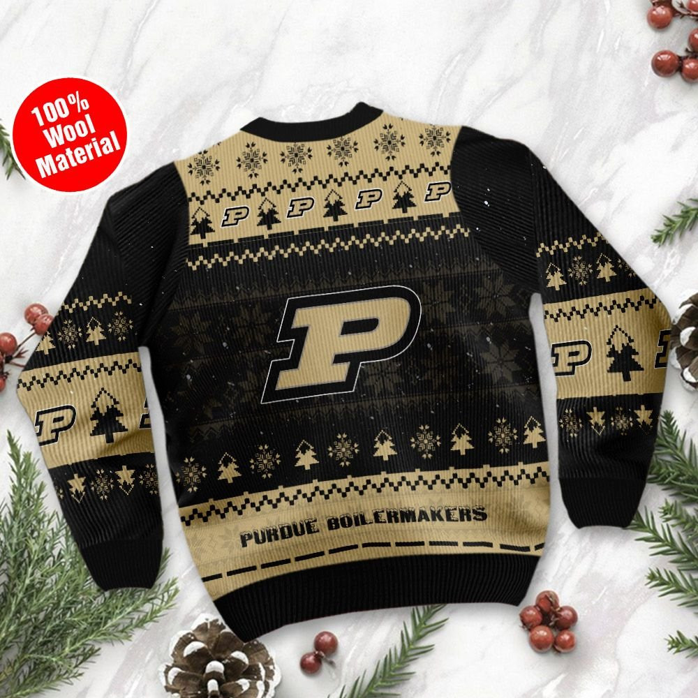 Purdue Boilermakers Snoopy Dabbing Holiday Party Ugly Christmas Sweater Adult 3D Funny Matching for family - Image 3