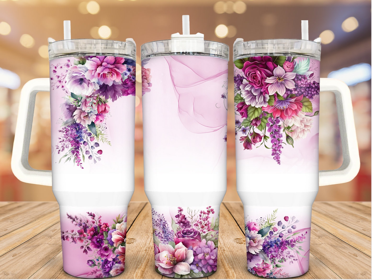 Purple Blooming Floral Custom Stanley Cup 40 oz 30 oz Tumbler With HandleTVC2301936